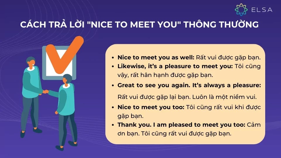 Cách trả lời Nice to meet you thông thường