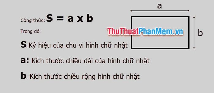 Công thức tính diện tích hình chữ nhật