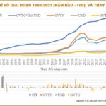 Biểu đồ so sánh tăng trưởng giá vàng và CPI từ năm 1988 đến 2023