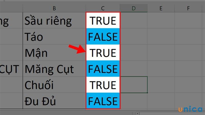 Kết quả so sánh bằng hàm EXACT