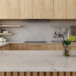 Bàn bếp đá nhân tạo Vicostone Valley White với vân đá cẩm thạch tự nhiên