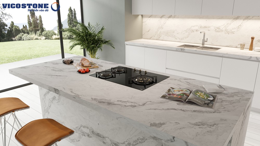 Bàn bếp ốp đá Quartz Casla Quartz BQ9500