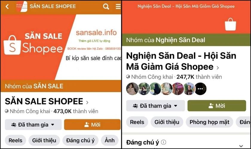 Tìm mã giảm giá Shopee trên mạng xã hội