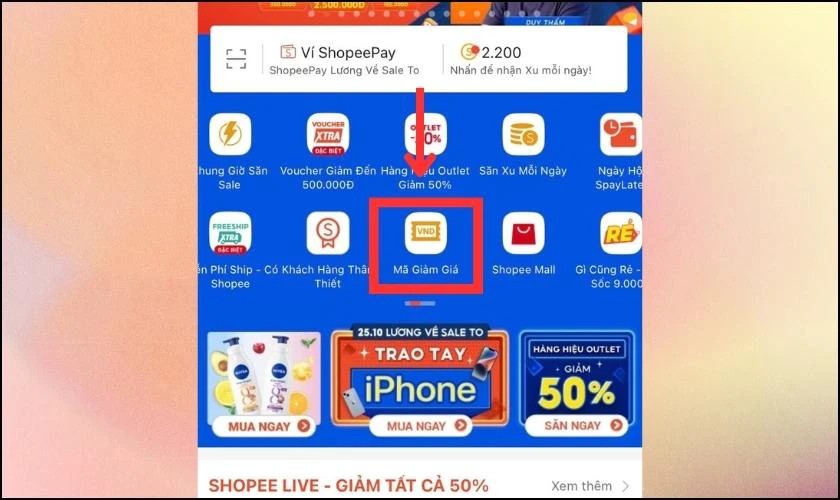 Săn mã giảm giá Shopee tại trang chủ