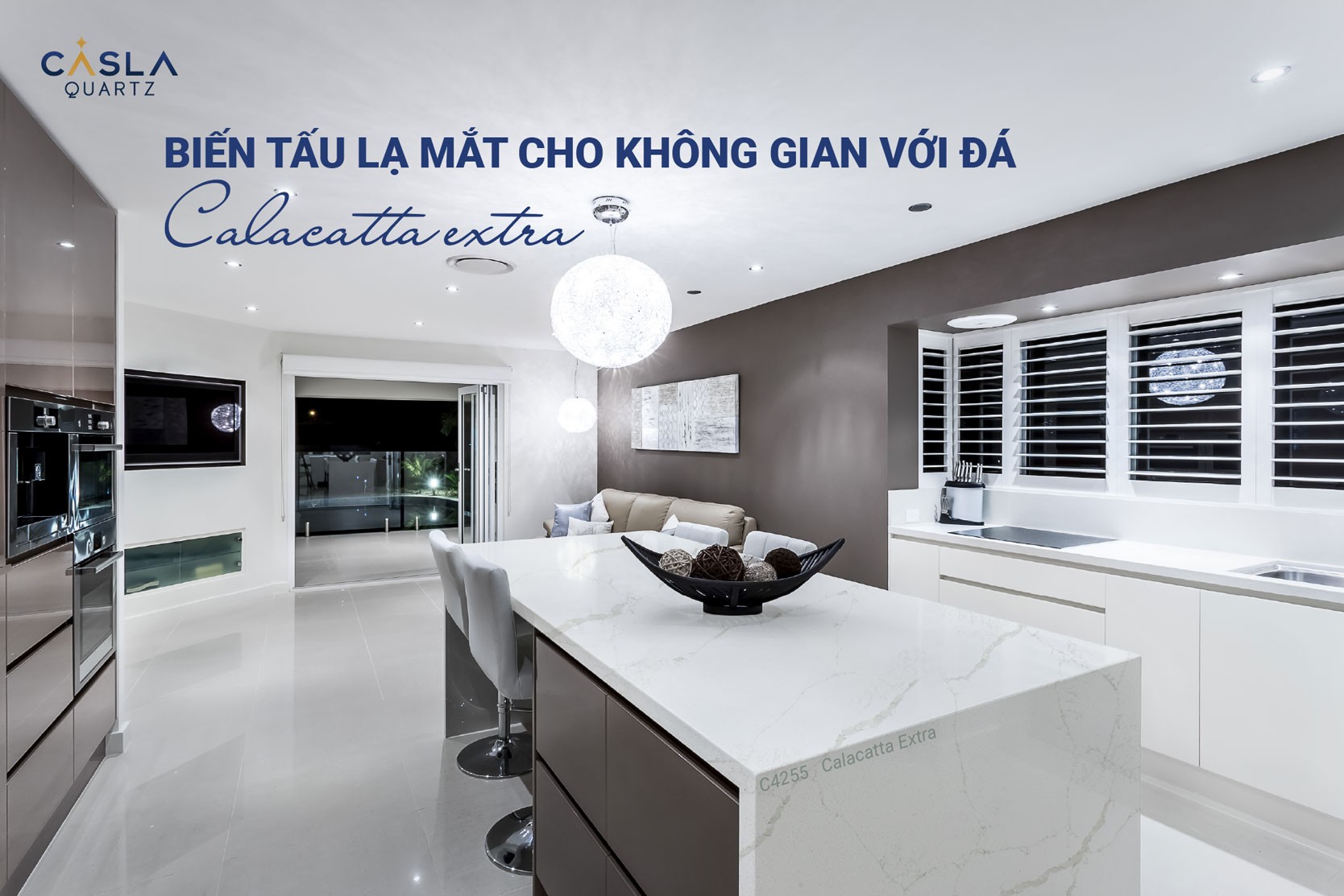 Bàn bếp đá nhân tạo Calacatta Extra