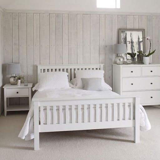 Giường đơn 1m2 màu trắng, phong cách Scandinavian tối giản