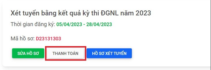 Thực hiện thanh toán lệ phí xét tuyển