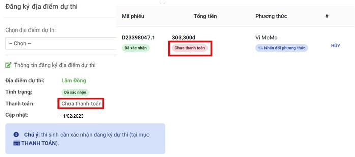 Hồ sơ đã thanh toán thành công