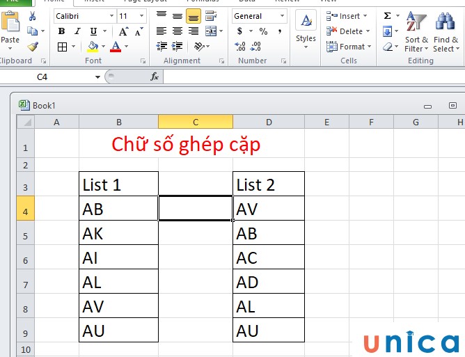 Mở trang tính Excel và chuẩn bị hai cột dữ liệu cần đối chiếu