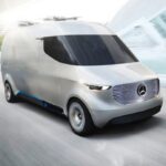 Xe tải thông minh Mec Vision Van của Mercedes-Benz với thiết kế hiện đại và kính chắn gió cong rộng