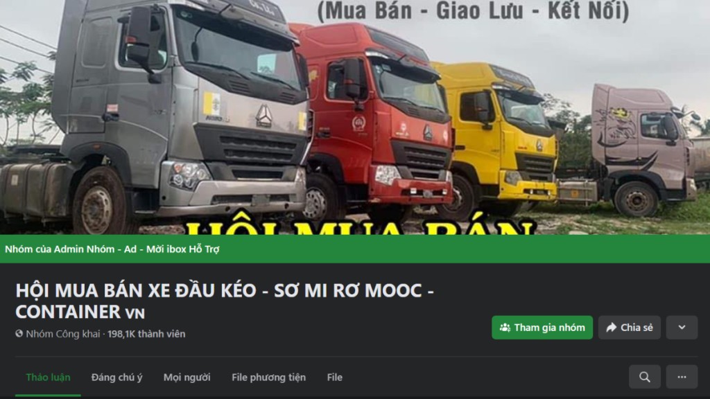Hội nhóm mua bán xe tải cũ trên Facebook