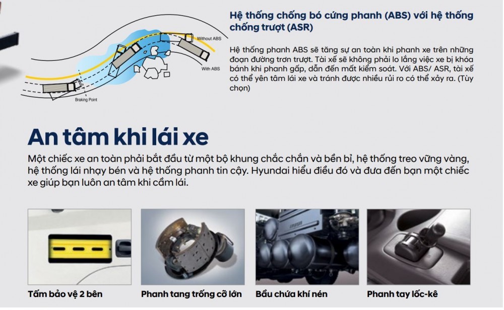 Hệ thống phanh an toàn xe tải Hyundai HD210