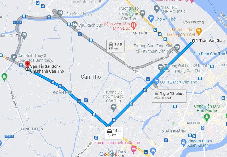 Bản đồ chỉ đường đến Bưu cục Cần Thơ