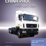 Ảnh tổng quan xe tải sát xi MAZ 6516B9 mạnh mẽ trên đường trường