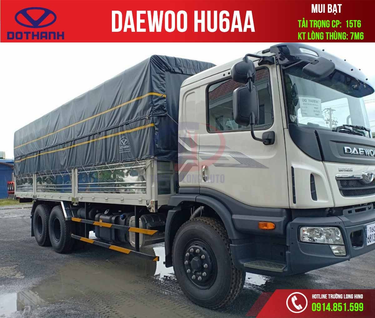 Xe tải đô thành Daewoo HU6AA 15 tấn 6 mui bạt