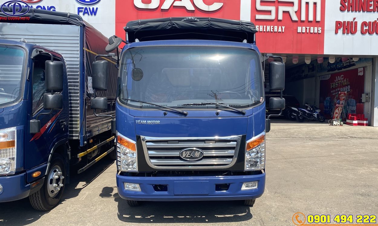 alt text: Hình ảnh đầu xe tải Veam VT350 với logo Veam nổi bật