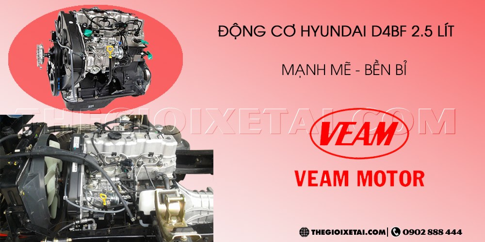 Động cơ Hyundai D4BF xe tải Veam VT250 2.5 tấn mạnh mẽ