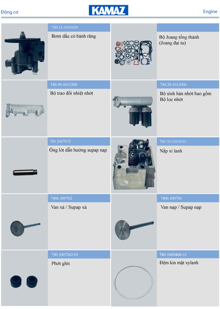 Phụ tùng động cơ Kamaz chính hãng