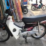 alt text: Hình ảnh tổng quan Honda Super Dream đời 2000 màu nâu tem hồng