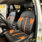 Ghế da xe bán tải phối màu đen và cam