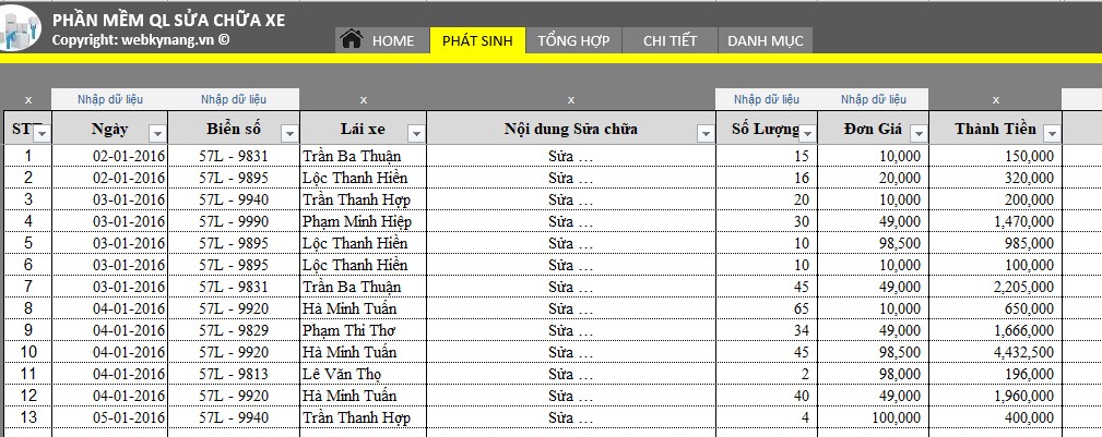 file excel quáº£n lÃ½ sá»­a chá»¯a