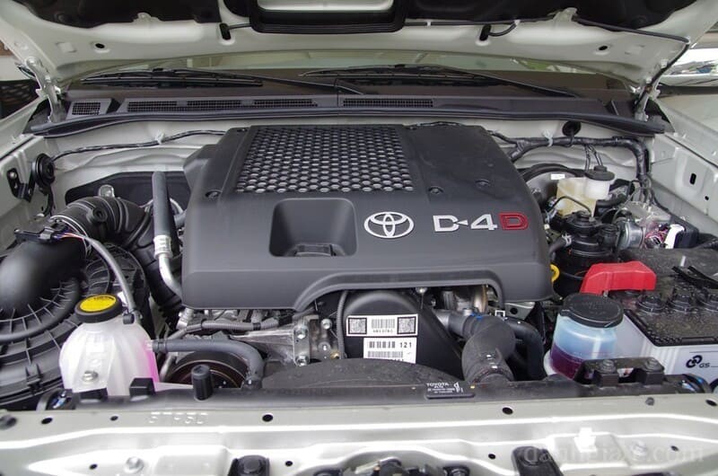 Hình ảnh động cơ diesel của Toyota Hilux 2012, nổi tiếng với độ bền bỉ và khả năng tiết kiệm nhiên liệu