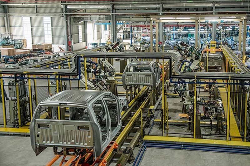 Modern assembly line at Ford Hai Duong plant producing Ranger pickups
