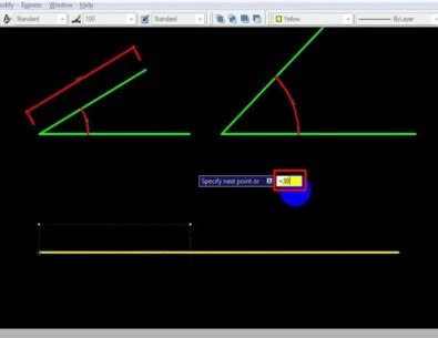 Step 3: Enter an angle value of 30 degrees to define the truck road angle in CAD