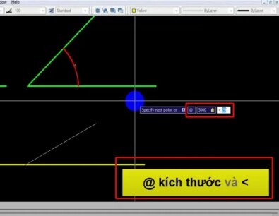 Step 2: Enter relative coordinates @70&lt;30 to accurately draw truck road angles using CAD
