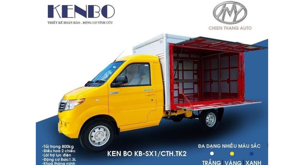 Xe tải nhỏ Kenbo thùng kín cánh dơi, giải pháp bán hàng lưu động và vận chuyển hàng hóa linh hoạt