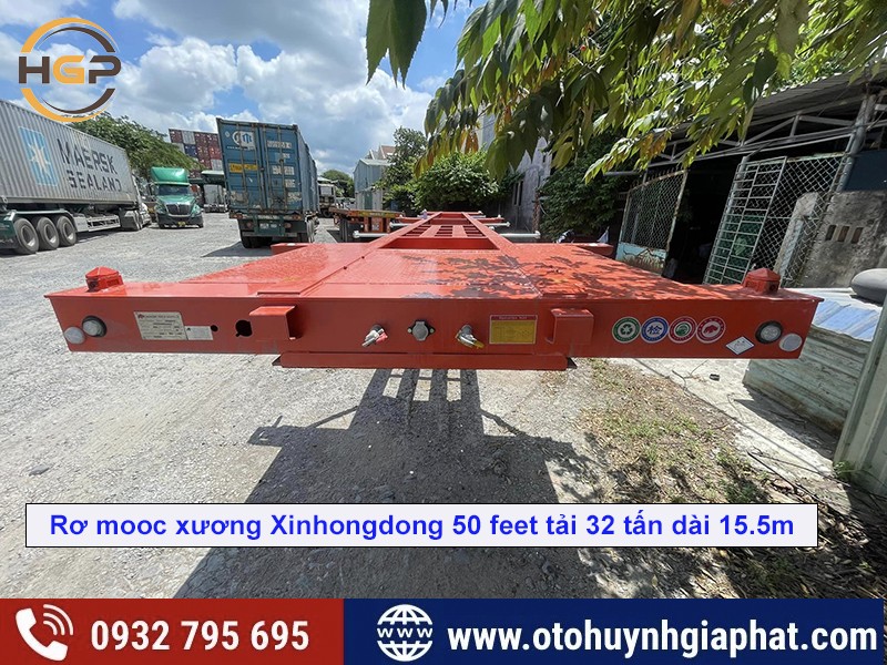 Mooc xương 50 feet Xinhongdong tải trọng 32 tấn, khả năng chịu tải 50 tấn hàng hóa