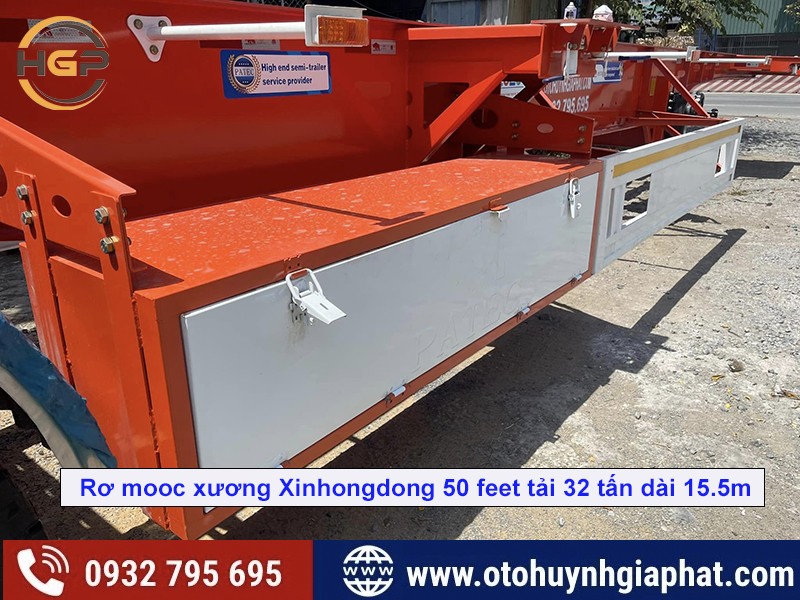 Semi-reboque esqueleto Xinhongdong de 50 pés com capacidade de carga de 32 toneladas, qualidade superior