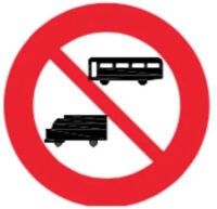 Verbodsbord voor autobussen en vrachtwagens