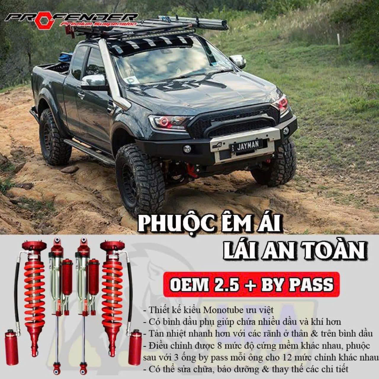 Phuộc Profender OEM 2.5 By Pass, dòng phuộc chuyên dụng cho xe bán tải off-road và địa hình phức tạp.
