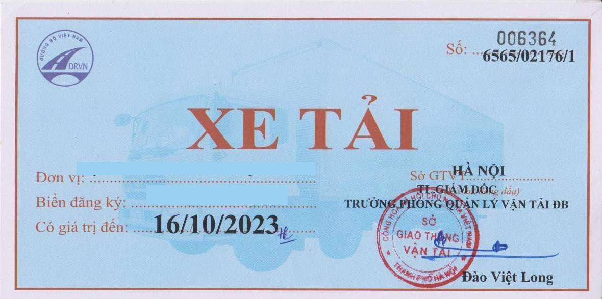 Hình ảnh phù hiệu xe tải theo quy định