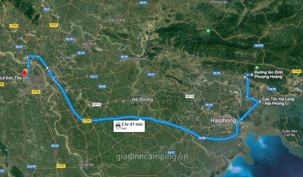 鳳凰山への移動ルートマップ