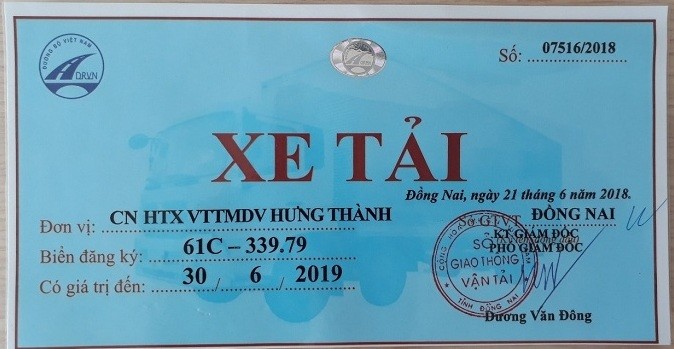 Hình ảnh minh họa phù hiệu xe tải