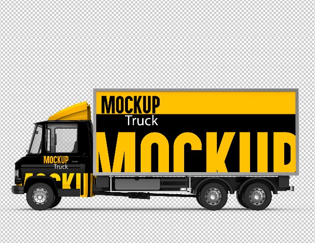 Mockup banner xe tải phối cảnh đô thị chuyên nghiệp