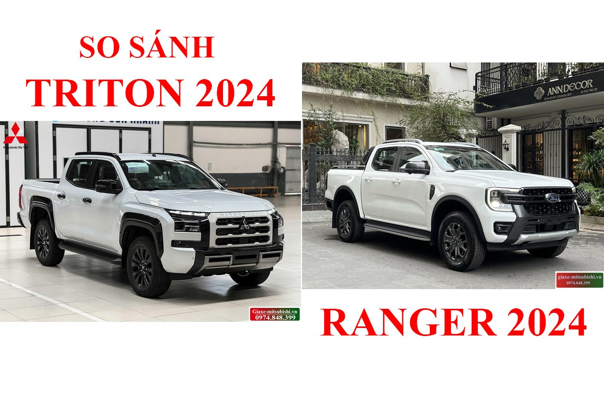 So sánh xe bán tải Mitsubishi Triton 2024 và Ford Ranger 2024