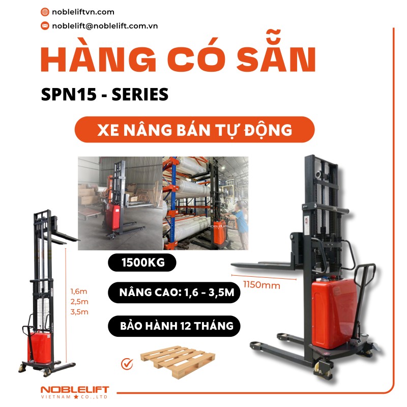 Xe nâng bán tự động 1.5 tấn Noblelift SPN15 Series