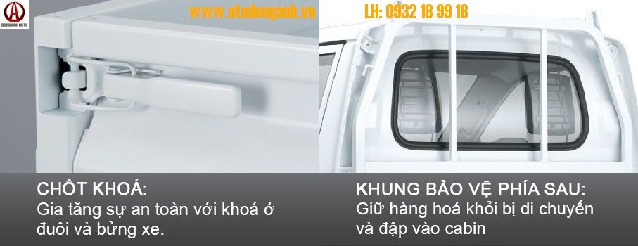 alt text: Khung sườn bảo vệ phía sau cabin xe tải Veam 650kg, giúp cố định hàng hóa và bảo vệ cabin.