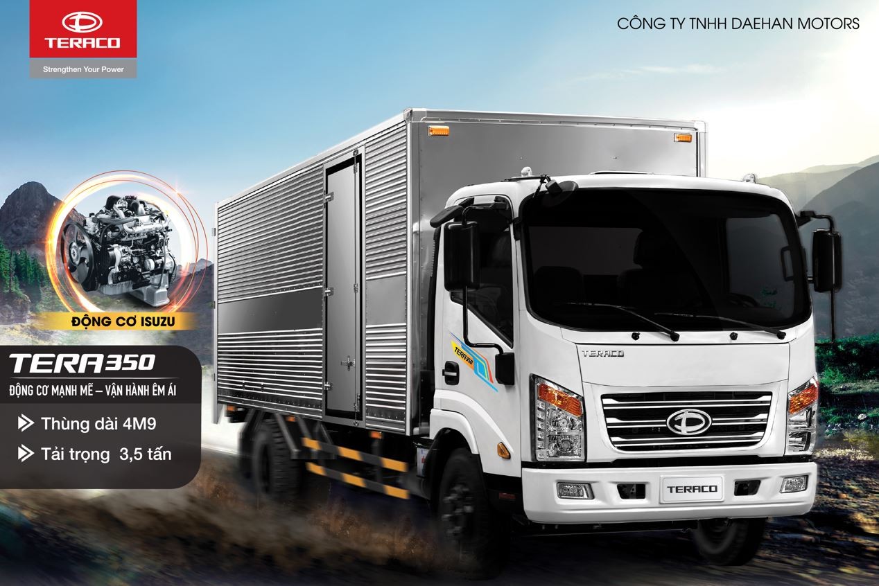 Xe tải Tera 350 thùng lửng màu trắng bạc