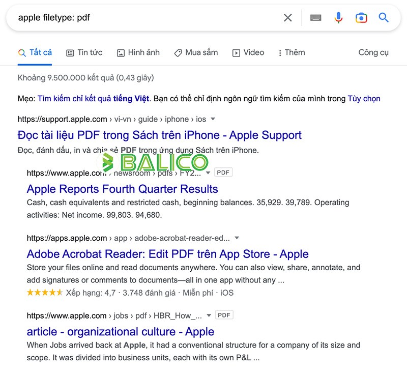Screenshot showcasing improved search precision with allinanchor