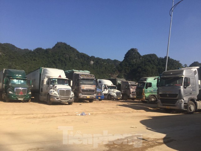 Xe tải đậu kín trên đường tránh quốc lộ 4A.