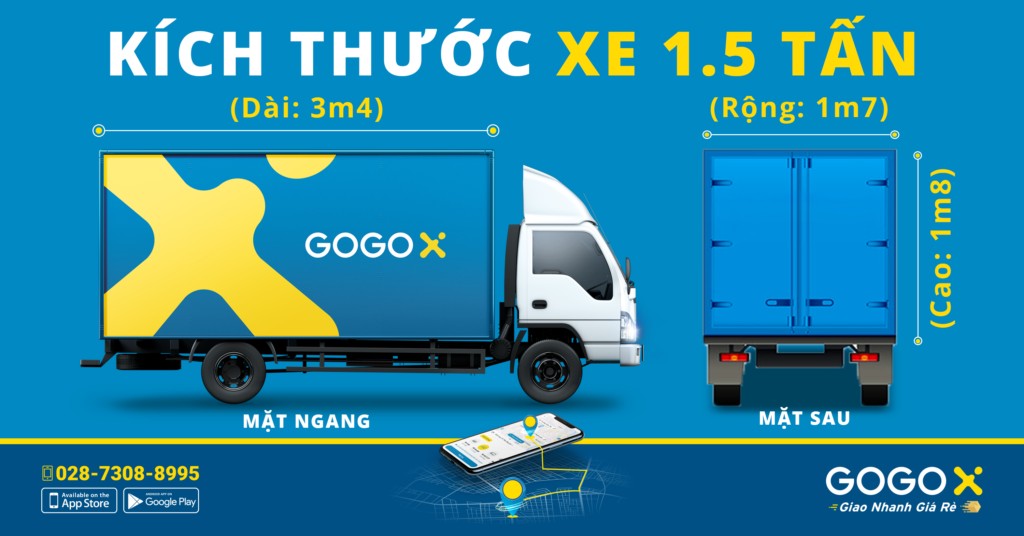 Kích thước thùng xe tải 1.5 tấn thùng lửng lớn hơn