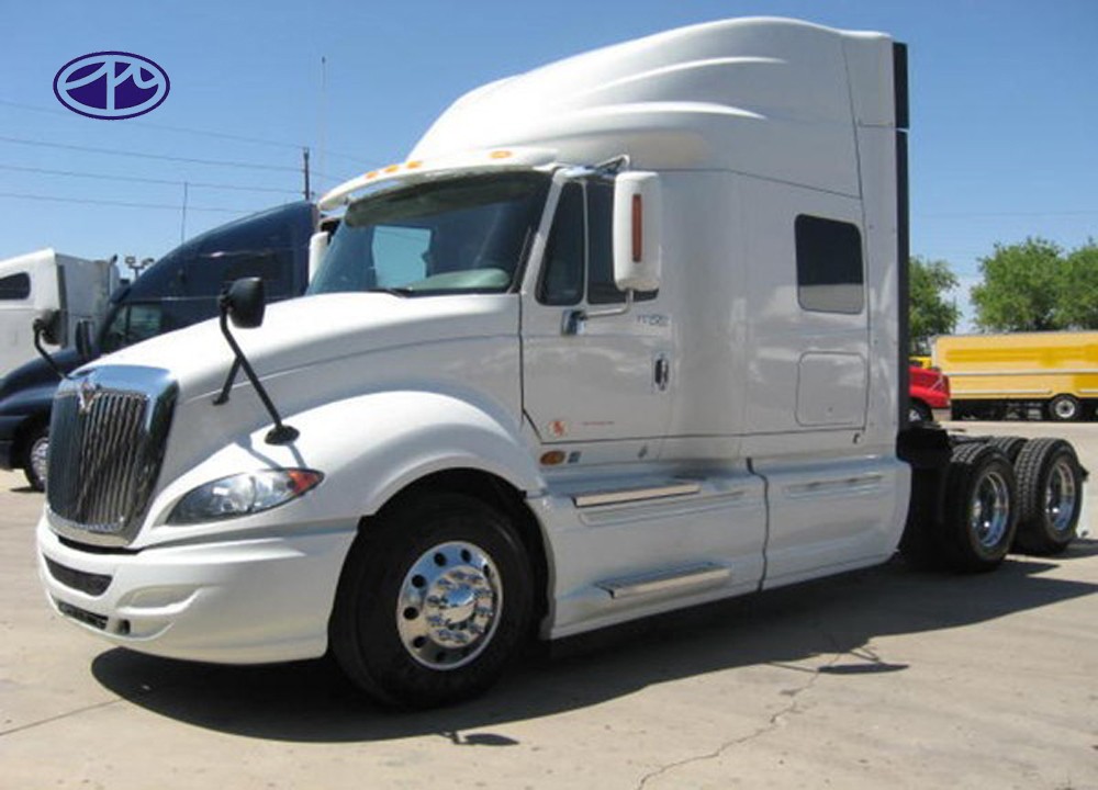 Modern container tractor truck equipped with many safety and convenience accessories