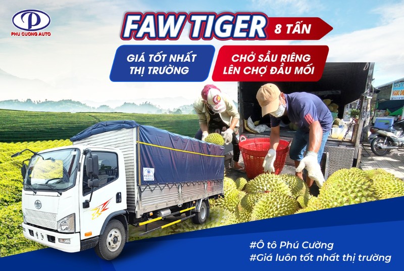 รถบรรทุก Faw Tiger พร้อมโลโก้นกอินทรีที่แข็งแกร่ง