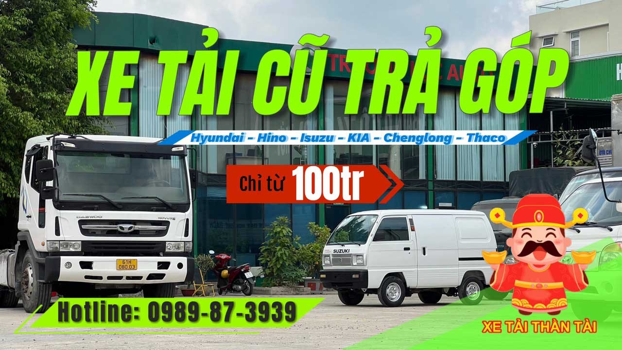 Banner promocional da Xe Tải Mỹ Đình para a venda de carrinhas usadas em 2024