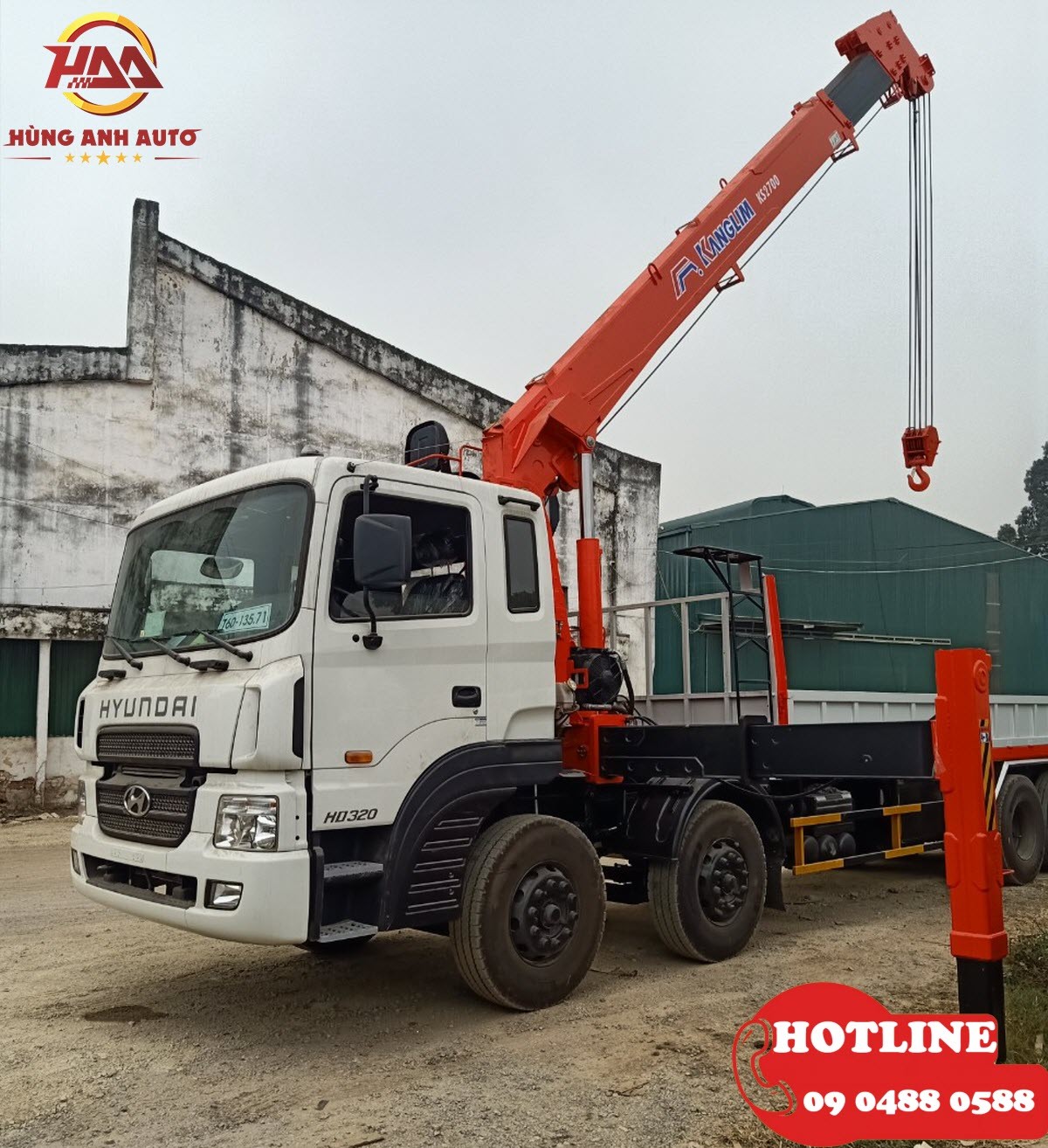 现代Hyundai HD320配备Kanglim 12吨起重机，起重臂强大
