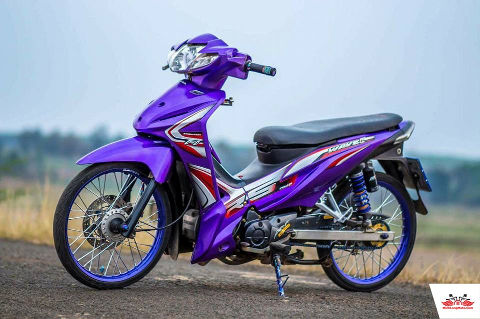 Hình ảnh xe Wave độ tím mộng mơ